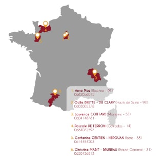 carte de france des membres des ateliers collectifs d'orientation