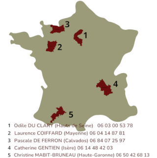 carte de france des membres des ateliers collectifs d'orientation